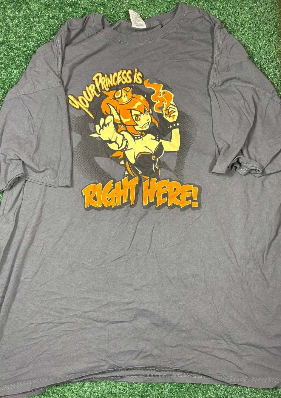 Bowsette Your Princess Is Right Here Graphic T-Shirt Gray